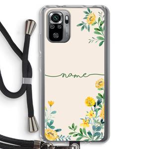 CaseCompany Gele bloemen: Xiaomi Redmi Note 10S Transparant Hoesje met koord