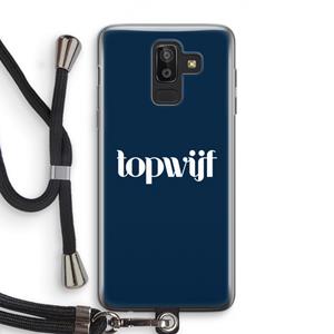 CaseCompany Topwijf Navy: Samsung Galaxy J8 (2018) Transparant Hoesje met koord