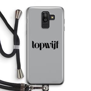 CaseCompany Topwijf Grijs Zwart: Samsung Galaxy J8 (2018) Transparant Hoesje met koord