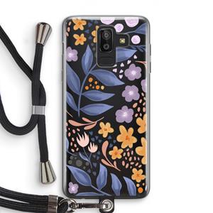 CaseCompany Flowers with blue leaves: Samsung Galaxy J8 (2018) Transparant Hoesje met koord