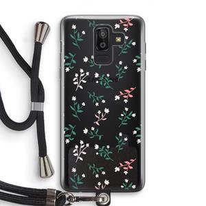 CaseCompany Small white flowers: Samsung Galaxy J8 (2018) Transparant Hoesje met koord