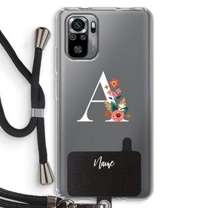 CaseCompany Pink Bouquet: Xiaomi Redmi Note 10S Transparant Hoesje met koord