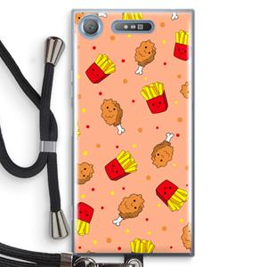 CaseCompany Chicken 'n Fries: Sony Xperia XZ1 Transparant Hoesje met koord