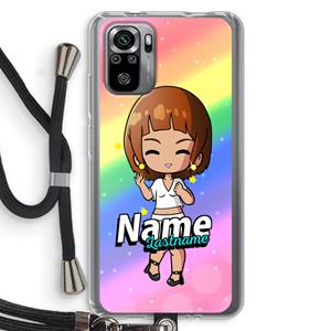 CaseCompany Chibi Maker vrouw: Xiaomi Redmi Note 10S Transparant Hoesje met koord