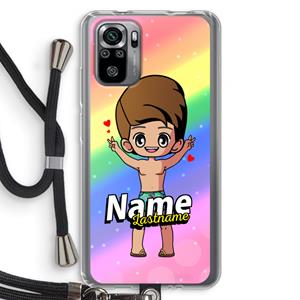 CaseCompany Chibi Maker man: Xiaomi Redmi Note 10S Transparant Hoesje met koord