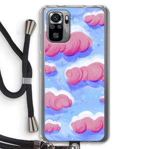 CaseCompany Roze wolken met vogels: Xiaomi Redmi Note 10S Transparant Hoesje met koord