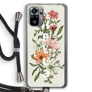CaseCompany Hello bloemen: Xiaomi Redmi Note 10S Transparant Hoesje met koord