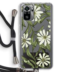 CaseCompany Wit bloemenpatroon: Xiaomi Redmi Note 10S Transparant Hoesje met koord