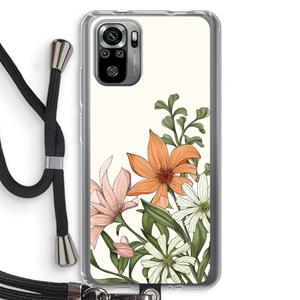CaseCompany Floral bouquet: Xiaomi Redmi Note 10S Transparant Hoesje met koord