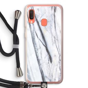 CaseCompany Gestreepte marmer: Samsung Galaxy A20e Transparant Hoesje met koord