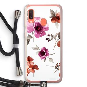 CaseCompany Geschilderde bloemen: Samsung Galaxy A20e Transparant Hoesje met koord