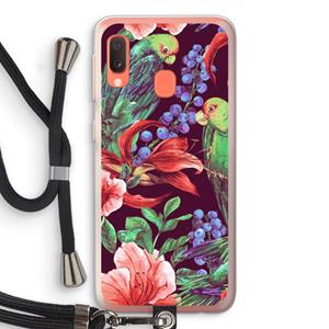 CaseCompany Papegaaien: Samsung Galaxy A20e Transparant Hoesje met koord