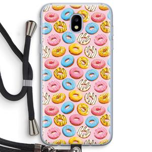 CaseCompany Pink donuts: Samsung Galaxy J5 (2017) Transparant Hoesje met koord
