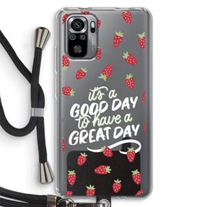 CaseCompany Don't forget to have a great day: Xiaomi Redmi Note 10S Transparant Hoesje met koord