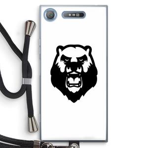 CaseCompany Angry Bear (white): Sony Xperia XZ1 Transparant Hoesje met koord