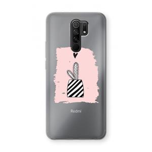 CaseCompany Zwart-wit cactus: Xiaomi Redmi 9 Transparant Hoesje