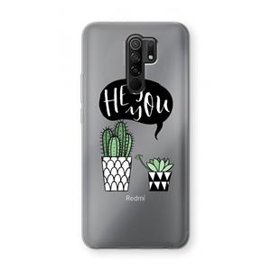 CaseCompany Hey you cactus: Xiaomi Redmi 9 Transparant Hoesje