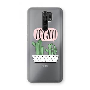 CaseCompany I love cacti: Xiaomi Redmi 9 Transparant Hoesje