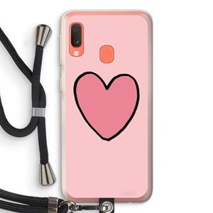 CaseCompany Hartje: Samsung Galaxy A20e Transparant Hoesje met koord