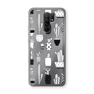 CaseCompany Cactusmotief: Xiaomi Redmi 9 Transparant Hoesje