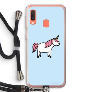 CaseCompany Eenhoorn: Samsung Galaxy A20e Transparant Hoesje met koord