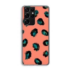 CaseCompany Pink Cheetah: Samsung Galaxy S21 Ultra Transparant Hoesje