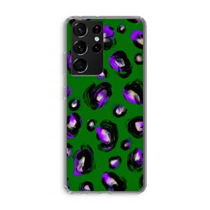 CaseCompany Green Cheetah: Samsung Galaxy S21 Ultra Transparant Hoesje