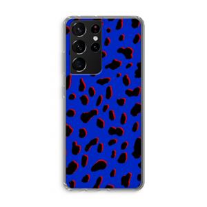 CaseCompany Blue Leopard: Samsung Galaxy S21 Ultra Transparant Hoesje