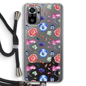 CaseCompany Bloemetjes: Xiaomi Redmi Note 10S Transparant Hoesje met koord