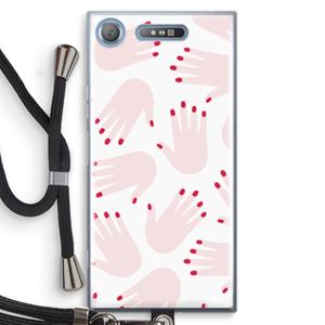 CaseCompany Hands pink: Sony Xperia XZ1 Transparant Hoesje met koord