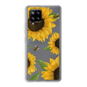 CaseCompany Sunflower and bees: Samsung Galaxy A42 5G Transparant Hoesje