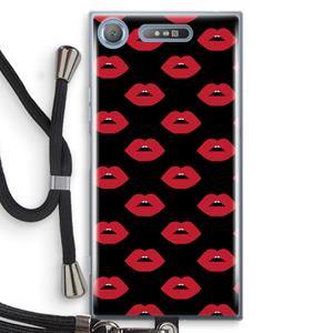 CaseCompany Lips: Sony Xperia XZ1 Transparant Hoesje met koord