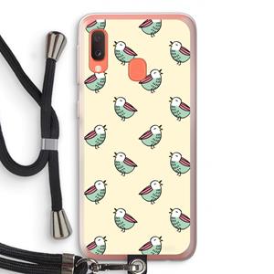 CaseCompany Vogeltjes: Samsung Galaxy A20e Transparant Hoesje met koord