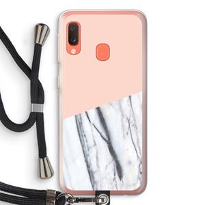 CaseCompany A touch of peach: Samsung Galaxy A20e Transparant Hoesje met koord