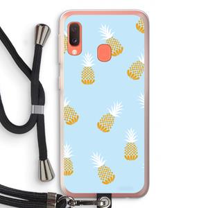 CaseCompany Ananasjes: Samsung Galaxy A20e Transparant Hoesje met koord