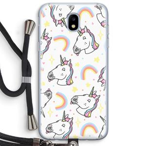 CaseCompany Rainbow Unicorn: Samsung Galaxy J5 (2017) Transparant Hoesje met koord