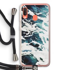 CaseCompany Golven: Samsung Galaxy A20e Transparant Hoesje met koord