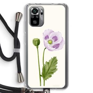 CaseCompany Purple poppy: Xiaomi Redmi Note 10S Transparant Hoesje met koord