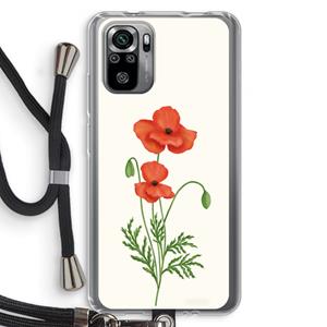 CaseCompany Red poppy: Xiaomi Redmi Note 10S Transparant Hoesje met koord