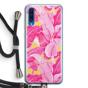 CaseCompany Pink Banana: Samsung Galaxy A50 Transparant Hoesje met koord