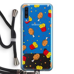 CaseCompany Chicken 'n Fries: Samsung Galaxy A50 Transparant Hoesje met koord