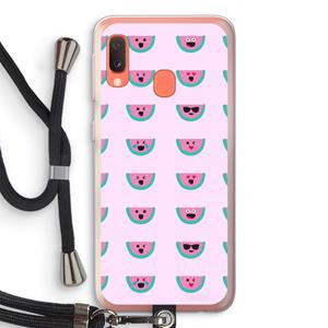 CaseCompany Smiley watermeloenprint: Samsung Galaxy A20e Transparant Hoesje met koord