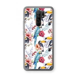 CaseCompany Bloemen tukan: Xiaomi Redmi 9 Transparant Hoesje