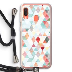 CaseCompany Gekleurde driehoekjes pastel: Samsung Galaxy A20e Transparant Hoesje met koord