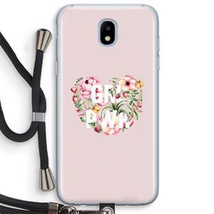 CaseCompany GRL PWR Flower: Samsung Galaxy J5 (2017) Transparant Hoesje met koord