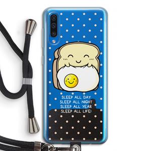 CaseCompany Sleep All Day: Samsung Galaxy A50 Transparant Hoesje met koord