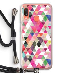 CaseCompany Gekleurde driehoekjes: Samsung Galaxy A20e Transparant Hoesje met koord