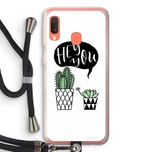 CaseCompany Hey you cactus: Samsung Galaxy A20e Transparant Hoesje met koord
