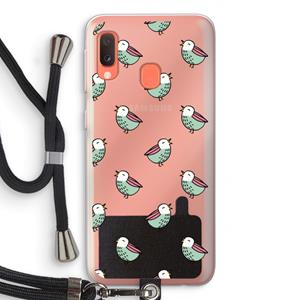 CaseCompany Vogeltjes: Samsung Galaxy A20e Transparant Hoesje met koord