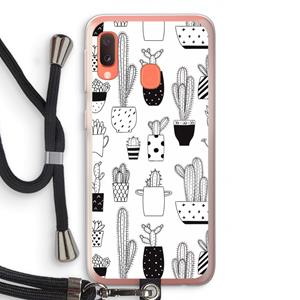CaseCompany Cactusmotief: Samsung Galaxy A20e Transparant Hoesje met koord